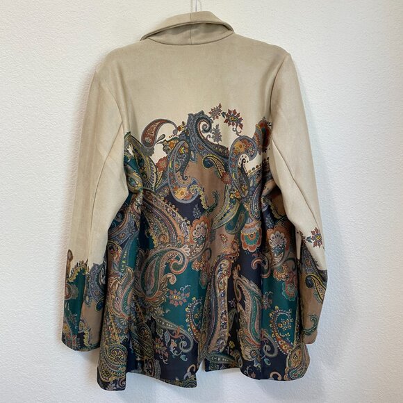 GRAVER Susan Graver Regular Printed Suede Shawl Collar Jacket 1X - Picture 10 of 11